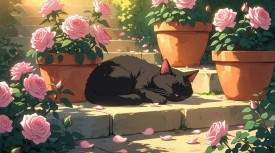 Anime Cat 4K Wallpaper for PC - Japanese Art Style